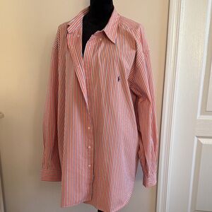 Ralph Lauren Men’s Orange, White & Blue Striped Button-Down Shirt